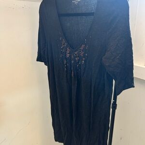 Eileen Fisher Black Short Sleeve Dress with Embellishments